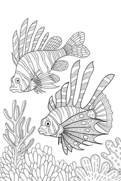 Zebra fish and lionfish adventure