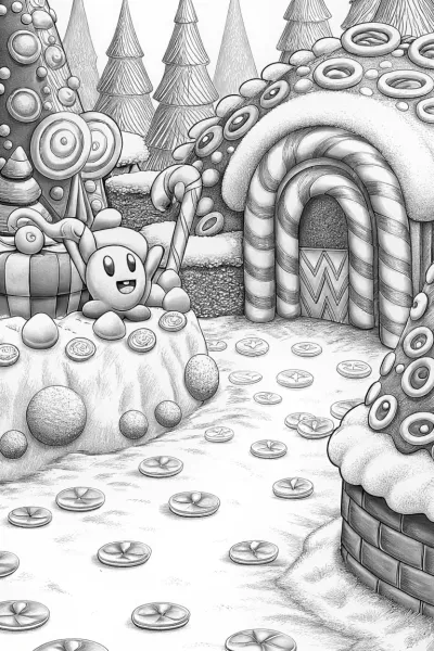 Kirby in the candy workshop
