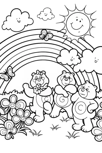 Care Bears in a Colorful Rainbow Garden Adventure
