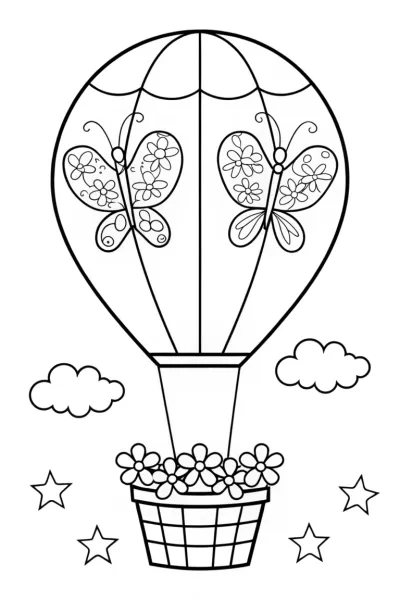 Butterfly Balloon Adventure Coloring Page
