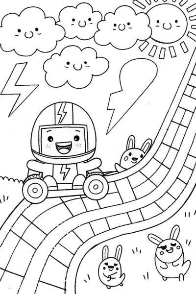Lightning Bolt’s Racing Adventure Coloring Page
