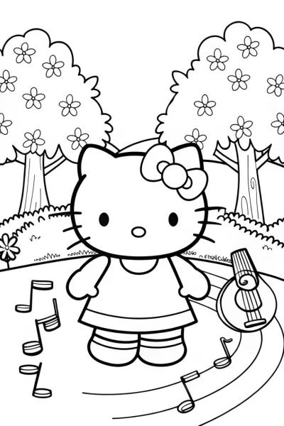 Hello Kitty in the music garden