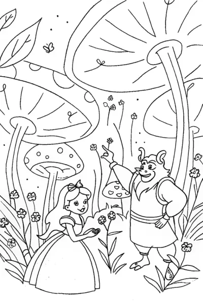Belle and Beast’s Enchanted Garden Coloring Page