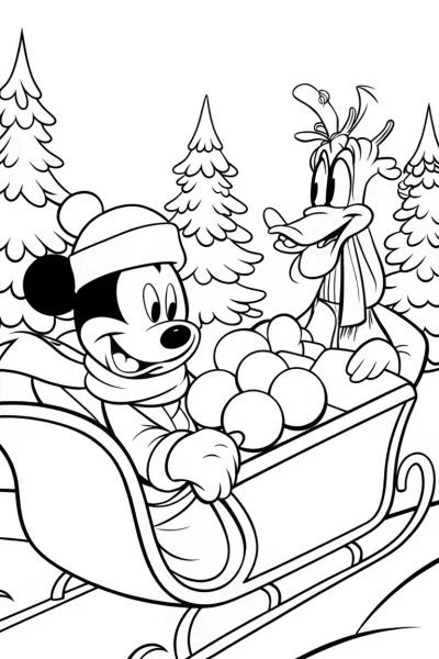 Mickey and Friends’ Winter Wonderland Coloring Page