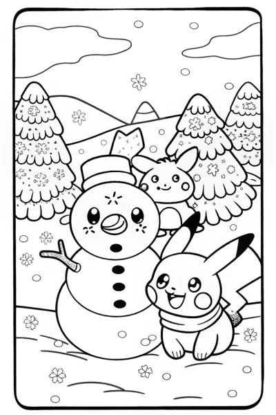 Pikachu Winter Wonderland Coloring Page