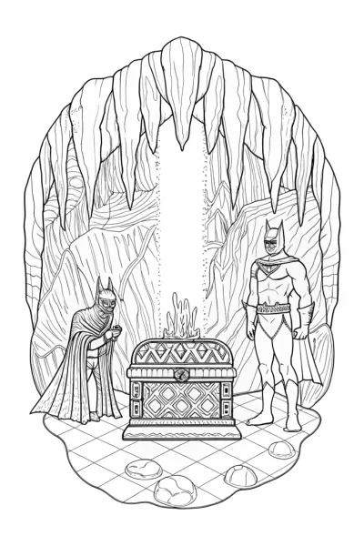 Batman and the Puzzle of the Lost Artifacts Coloring Page