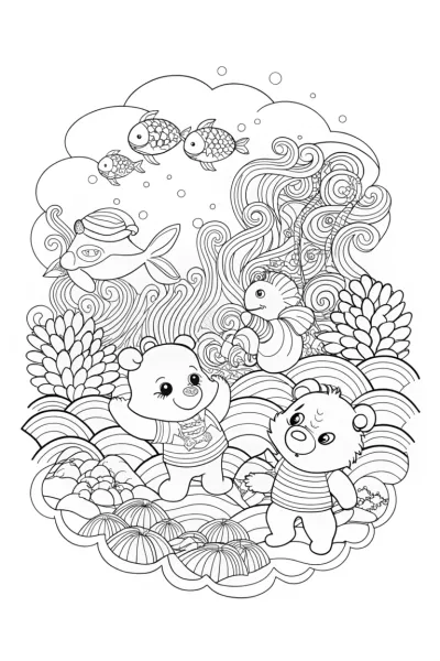 Care Bears Underwater Adventure Coloring Page