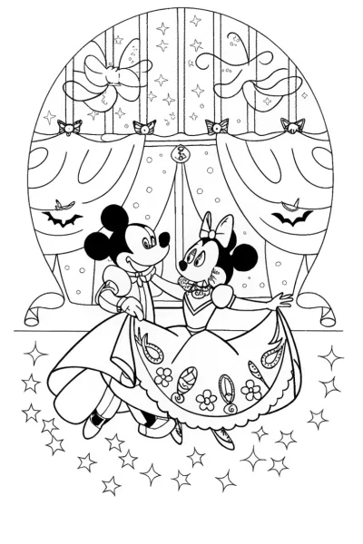 Mickey Mouse Halloween Masquerade Coloring Page