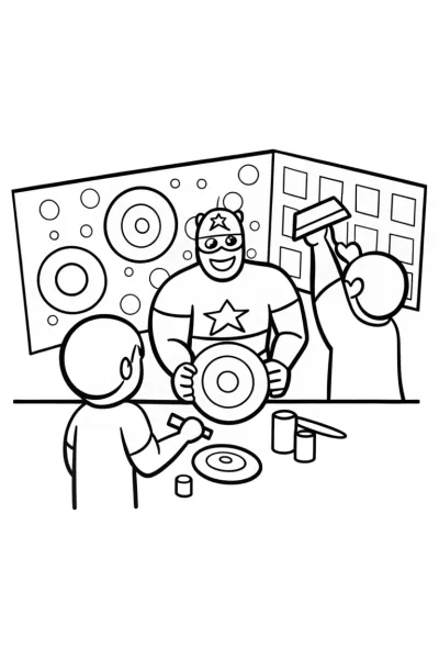 Captain America’s Shield Building Adventure Coloring Page