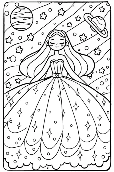 Celestial Dreams: The Starry Dance Coloring Page