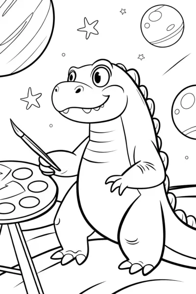 Godzilla painting in space