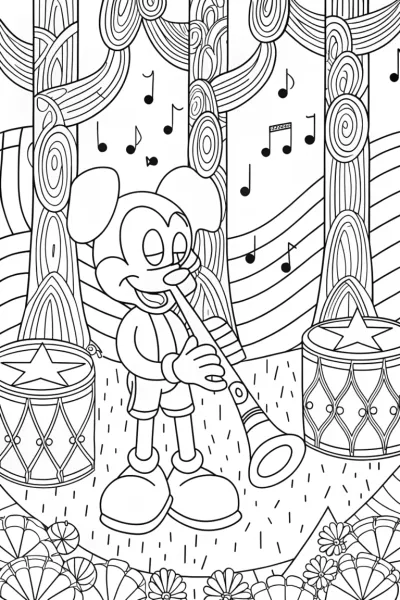 Mickey Mouse’s Musical Journey Coloring Page