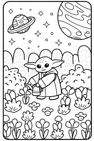 Baby Yoda’s Gardening Adventure in Space