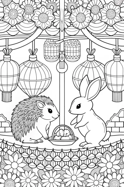 Hedgehog and rabbit spring festival