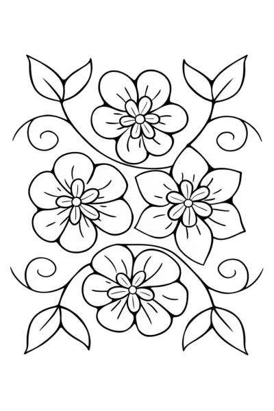 Whimsical Flower Mosaic Coloring Page