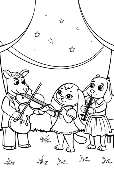 Animal orchestra under the moonlight
