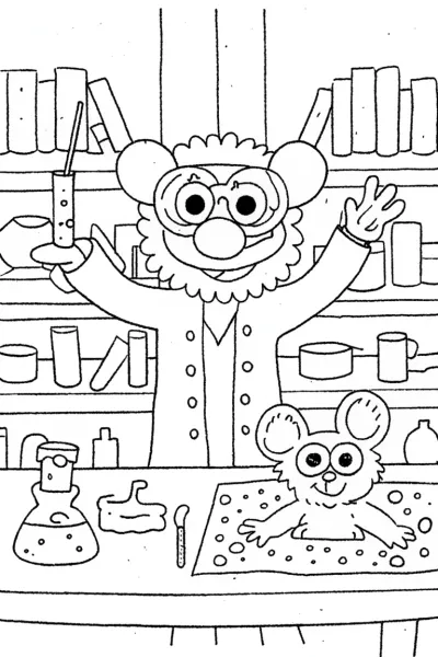 Huggy Wuggy’s Silly Science Experiment Coloring Page