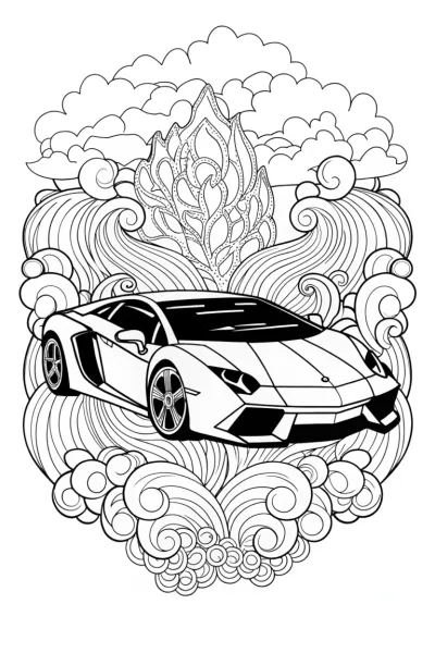 Lamborghini and the Elemental Guardians Coloring Page