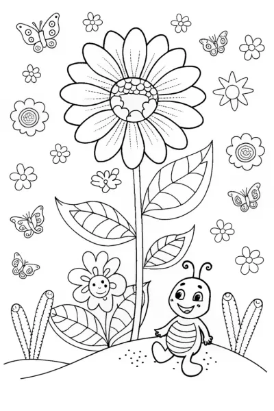 Banban meets a friendly caterpillar in the garden