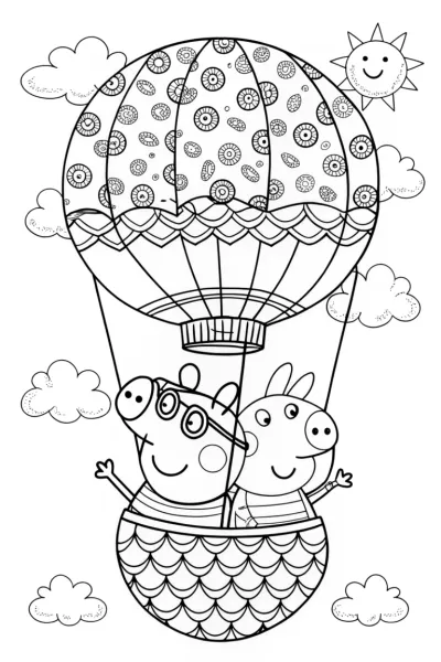 Peppa Pig’s Balloon Adventure Coloring Page