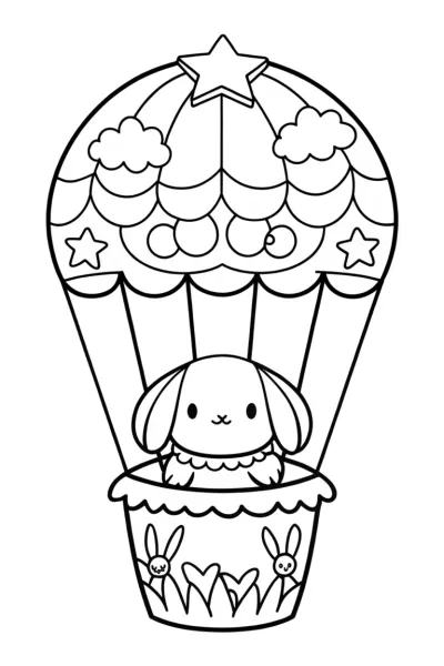 Cinnamoroll’s Cupcake Balloon Voyage Coloring Page