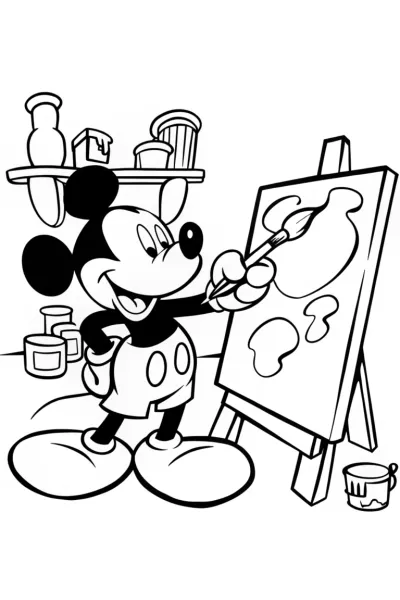Mickey Mouse’s Magical Art Adventure Coloring Page