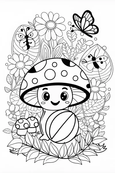 Enchanted Mushroom Forest Coloring Page