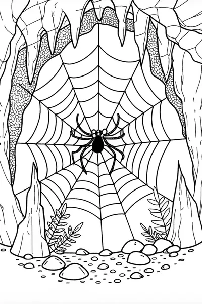 Spider in a Web Coloring Page