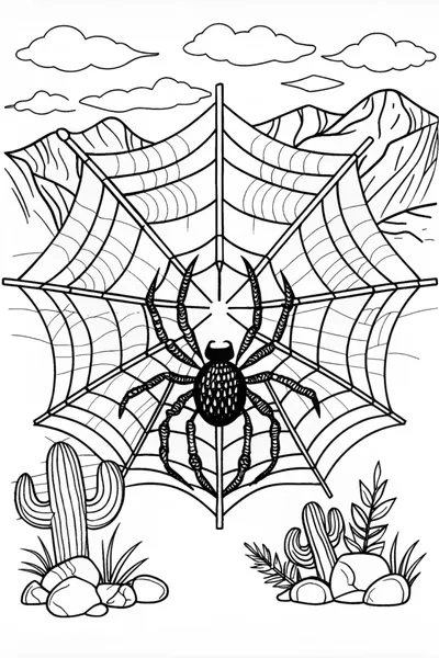 Giant Spider in the Web Coloring Page