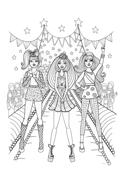 Rainbow High’s vibrant runway showcase coloring page