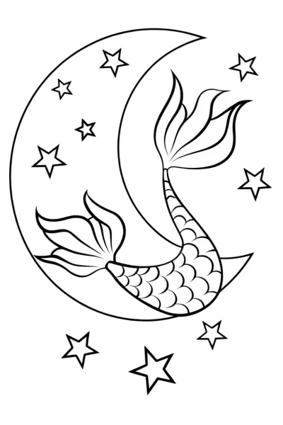 Little Mermaid in a starry ocean