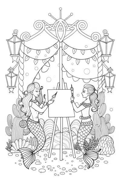 Mermaid Gala Coloring Page