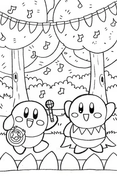 Kirby’s Enchanted Music Festival Coloring Page