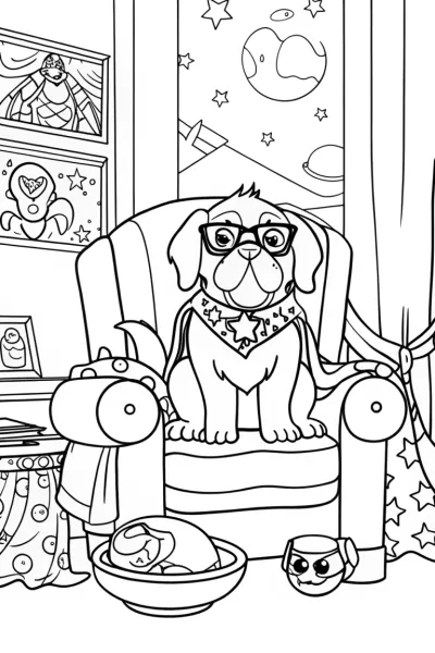 Heroic pets to the rescue coloring page