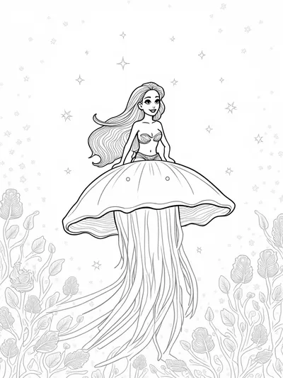 Mermaid floating on a jellyfish