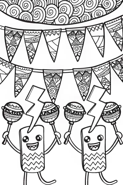 Lightning Bolt Fiesta Coloring Page