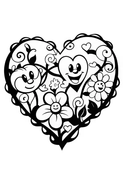 Heart Garden Fantasy Coloring Page
