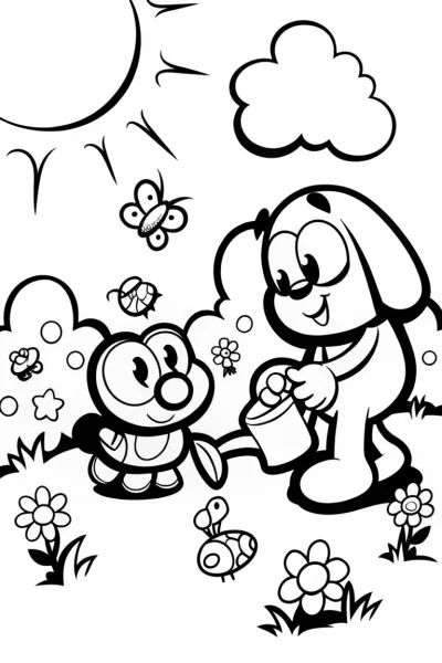 Bluey’s Gardening Day Adventure Coloring Page