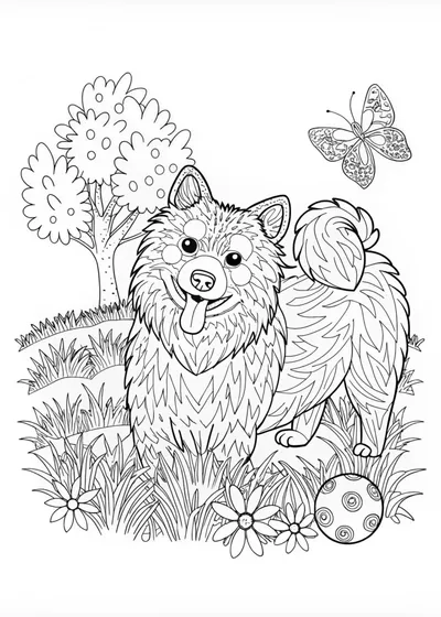 Geometric Dog Coloring Page