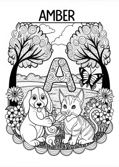 Amber’s Animal Friends Coloring Page