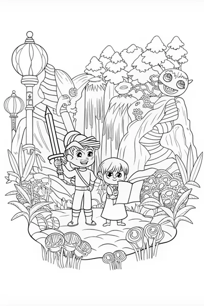 Young Anime Hero Portrait Coloring Page