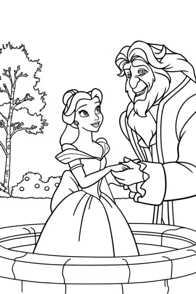Belle and Beast by the crystal pond