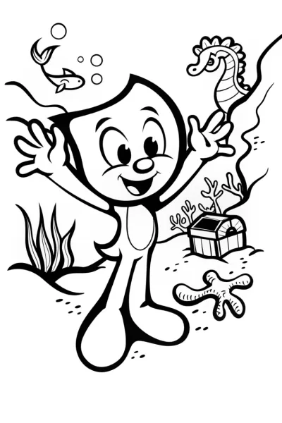 Huggy Wuggy’s Deep-Sea Discovery Coloring Page