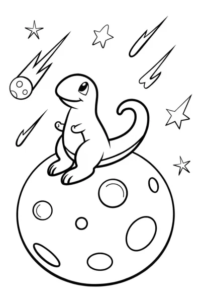 Charmander’s Cosmic Dance Coloring Page