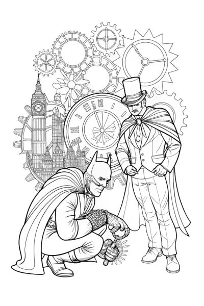 Batman Time-Traveling Coloring Page