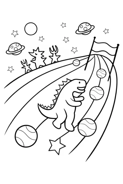 Godzilla’s Galactic Race Coloring Page