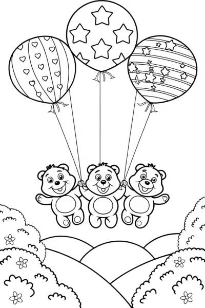 Care Bears’ Skyward Balloon Journey Coloring Page
