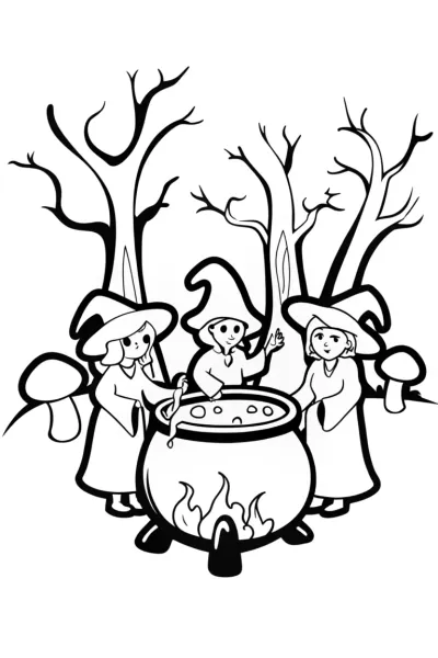 Witch’s Potion Party Coloring Page
