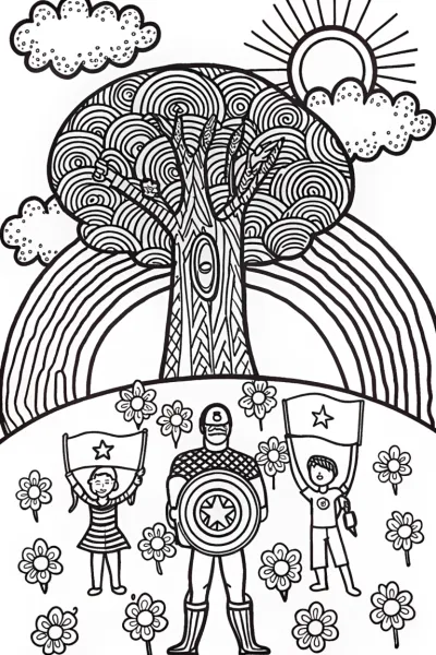 Captain America and the Eco Warriors Coloring Page
