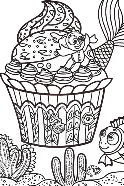 Cupcake Chic’s Undersea Tea Party Coloring Page